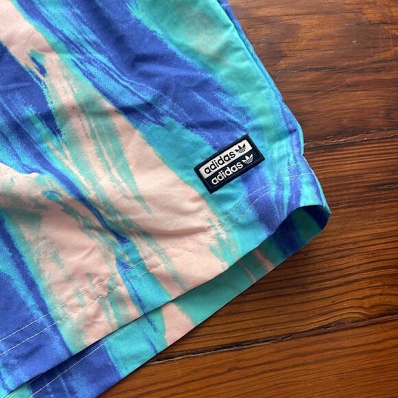 NWT Adidas watercolor lined elastic drawstring waist swim trunks sz L - Picture 3 of 6